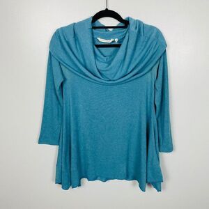 Soft Surroundings Size XS Blue B'Call Long Sleeve Cowl Neck Tunic Sweater Top